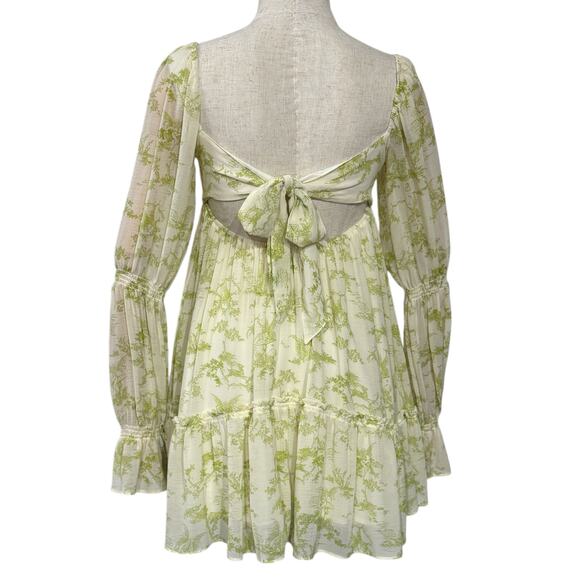 Urban Outfitters Size S Lanette Toile Fairy‎ Print Mini Dress Cream Coquette Elf - Picture 4 of 12